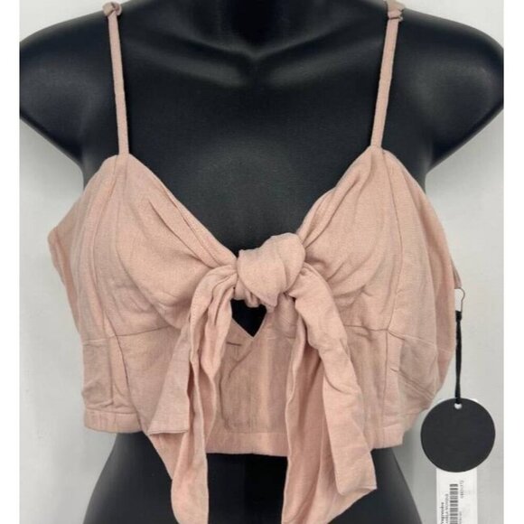 Amuse Society Pink Crop Top Blouse Size Medium M Mauve Shirred Women NWT New - Picture 1 of 7